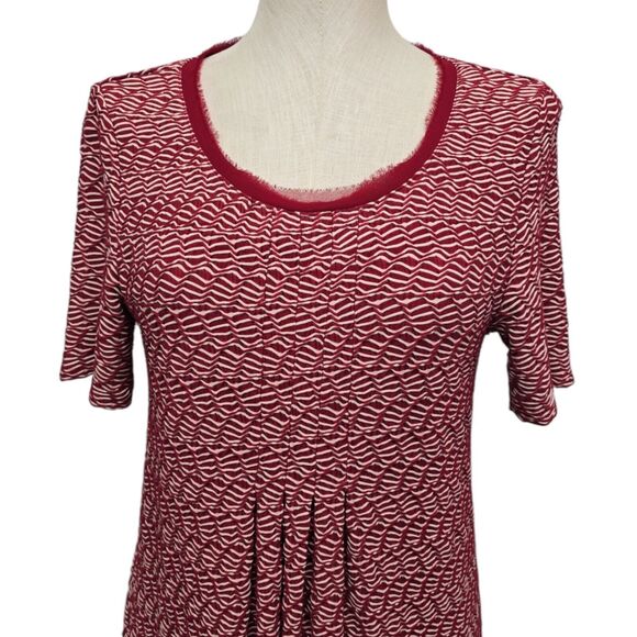 Maeve Anthropologie Wavy Textured Red and White Striped Mini Dress Size Medium - Picture 7 of 11